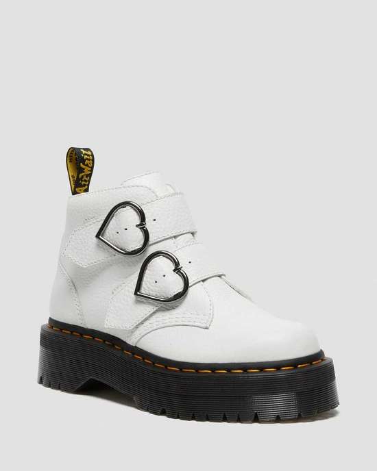 Botas Blancas Dr. Martens Devon Heart Mujer Blancos MX-92756